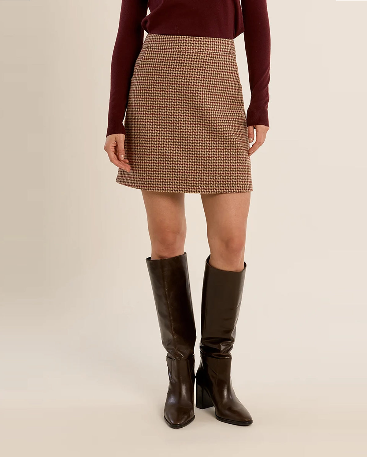 MOLLY BRACKEN Houndstooth Mini Skirt