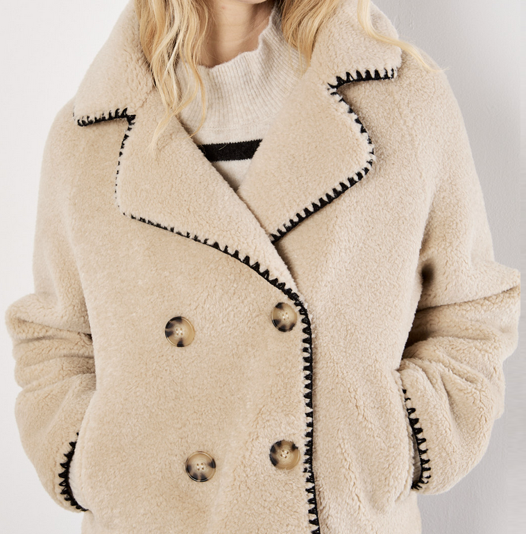 APRICOT Teddy Blanket Stitch Jacket