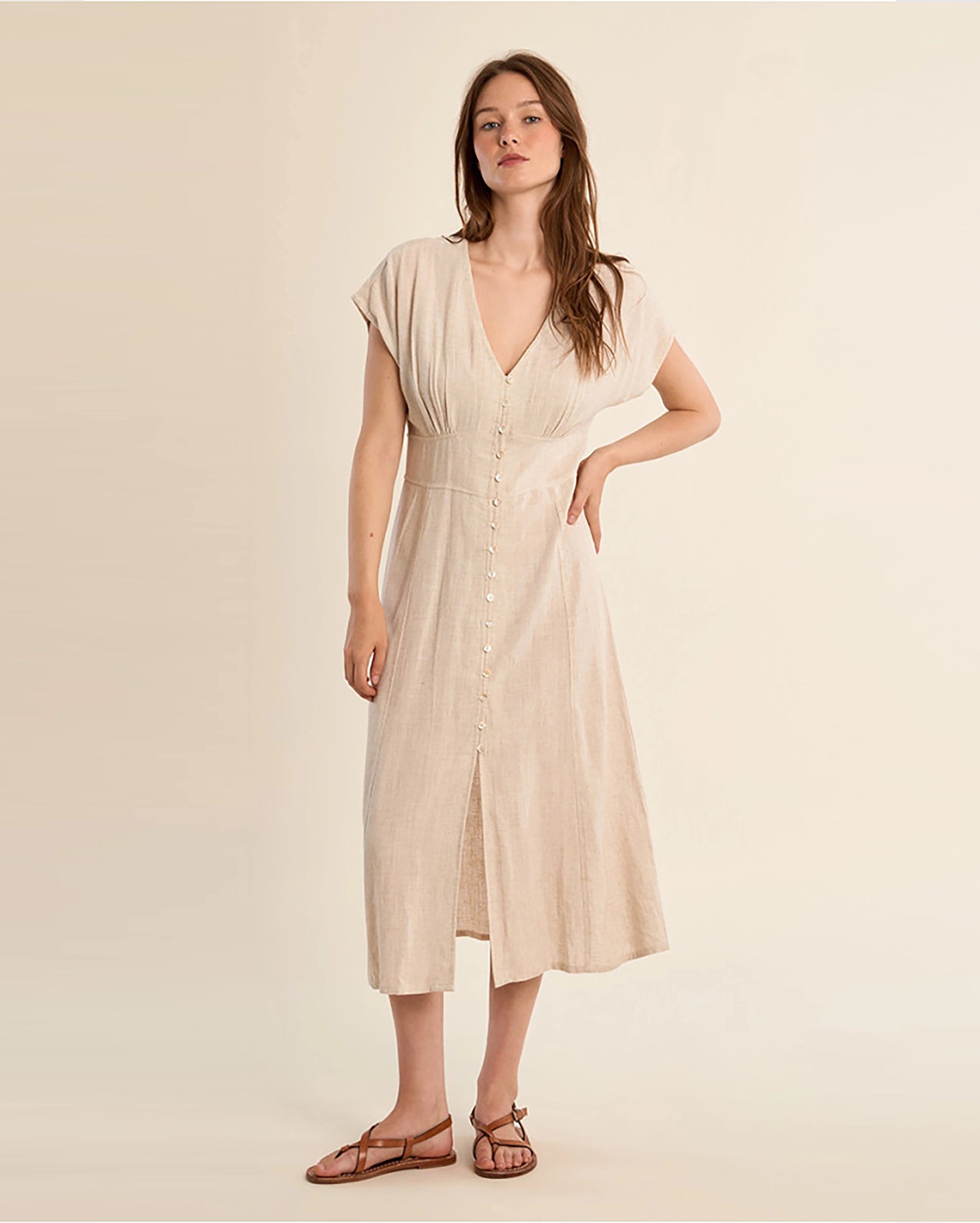 MOLLY BRACKEN Linen Blend Dress