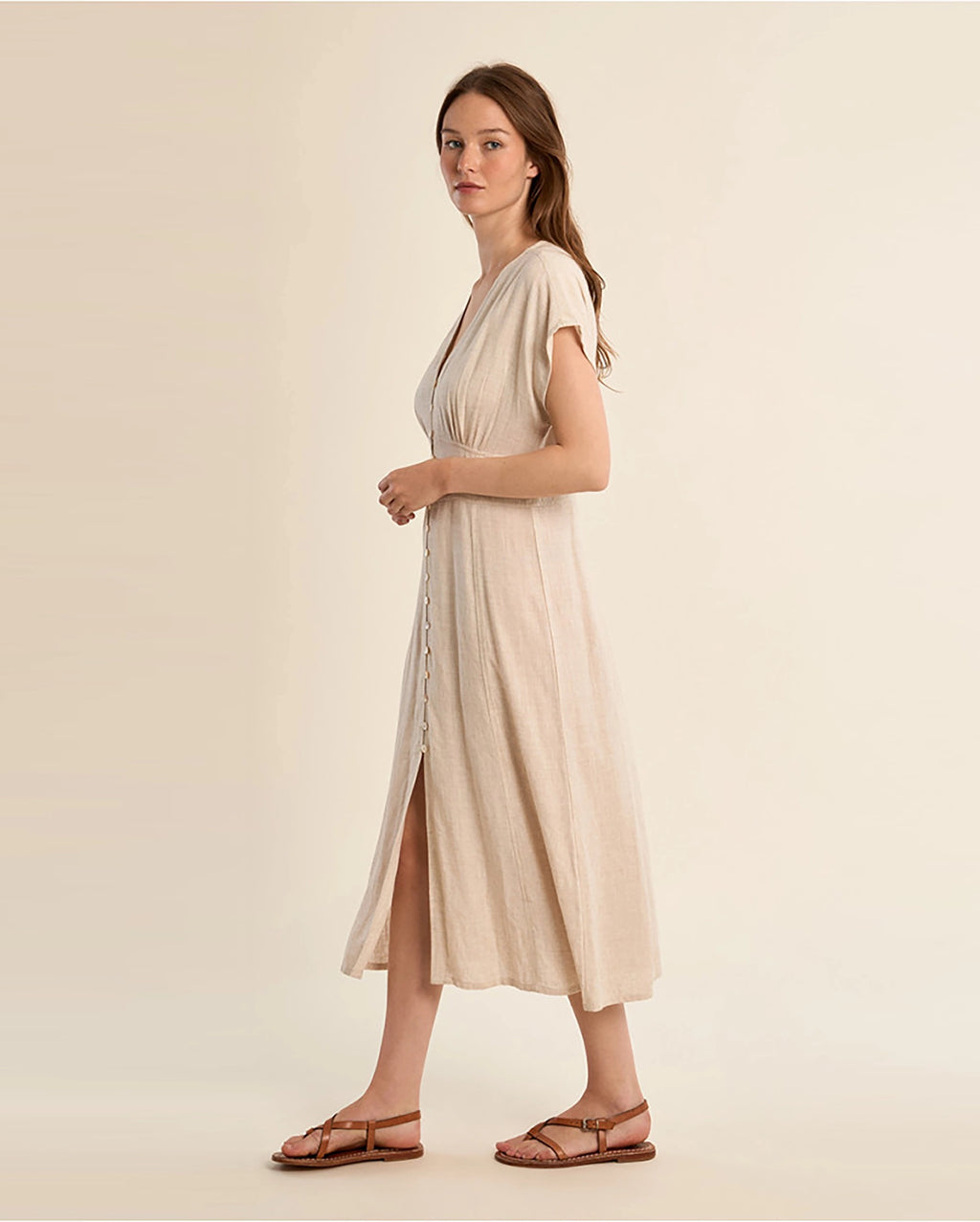 MOLLY BRACKEN Linen Blend Dress