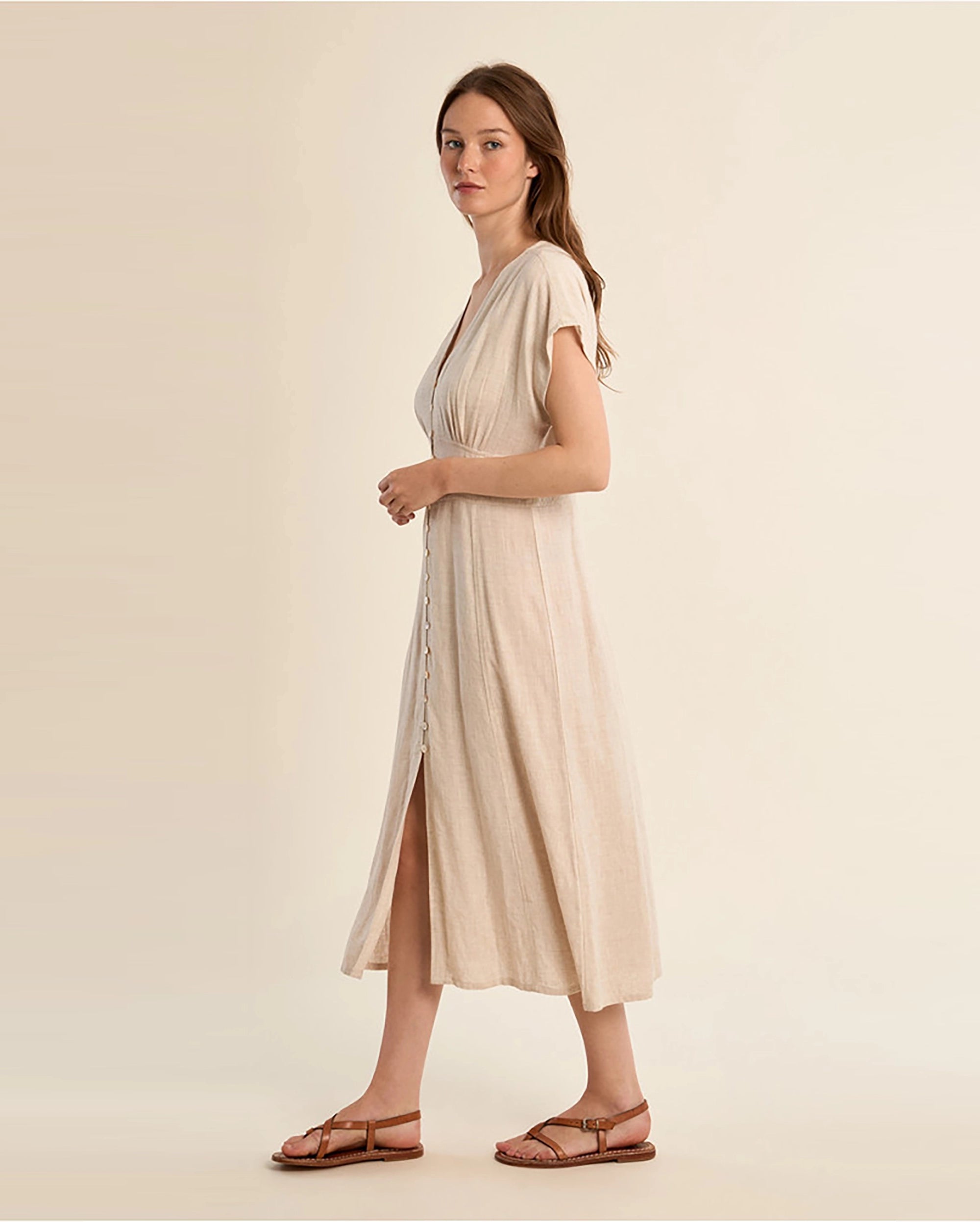 MOLLY BRACKEN Linen Blend Dress