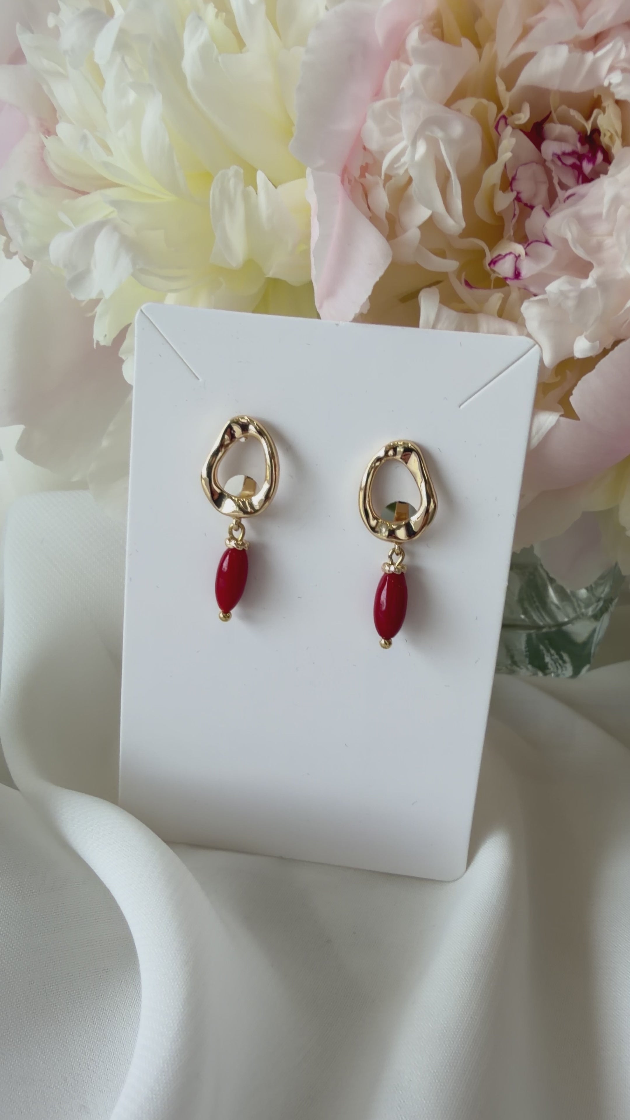 BLOSSOM BEADS Coral Earrings