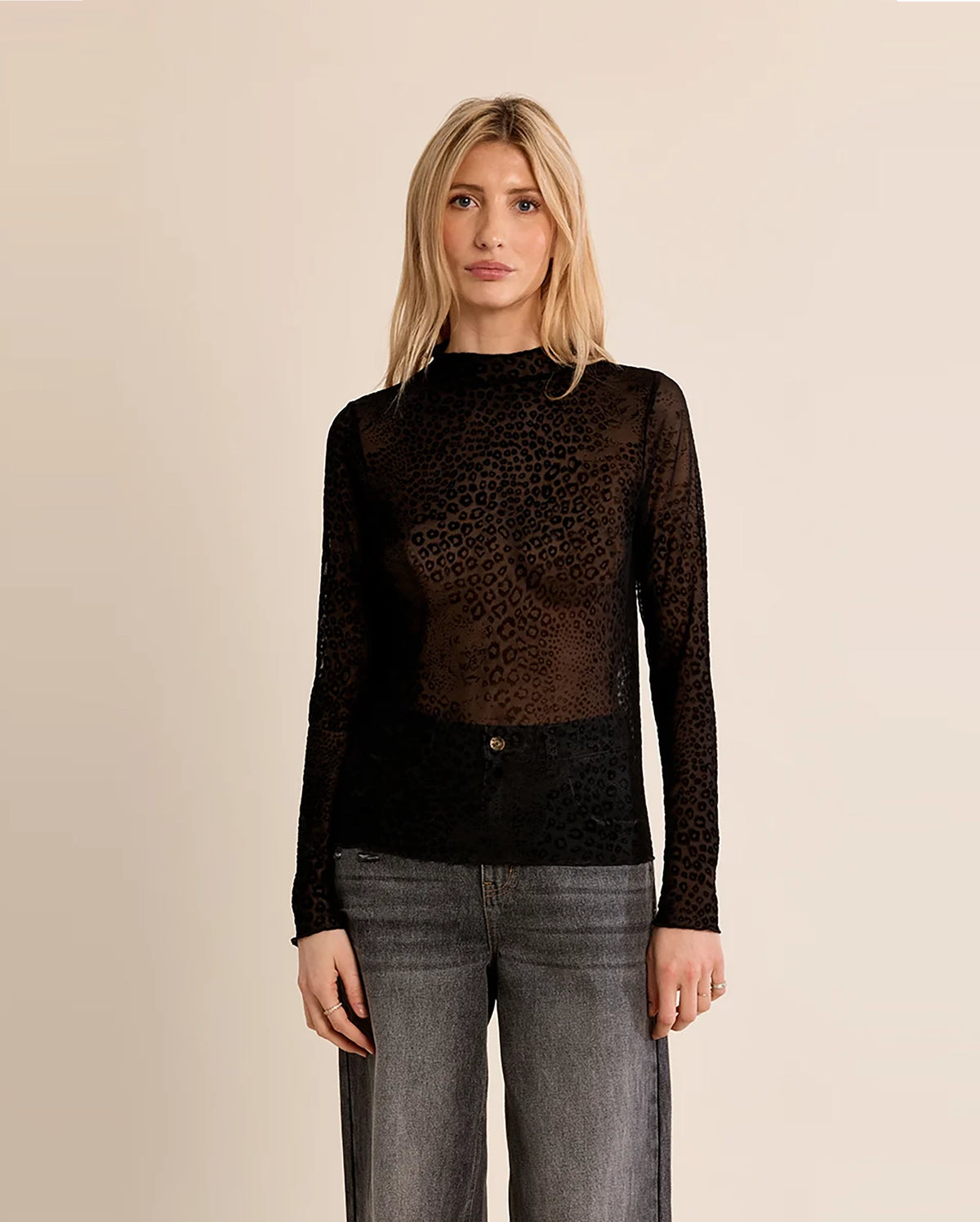 MOLLY BRACKEN Cheetah Mesh Top