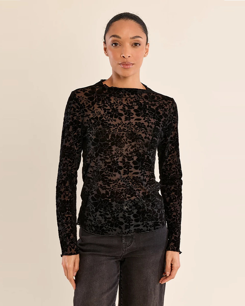 MOLLY BRACKEN Floral Mesh Top