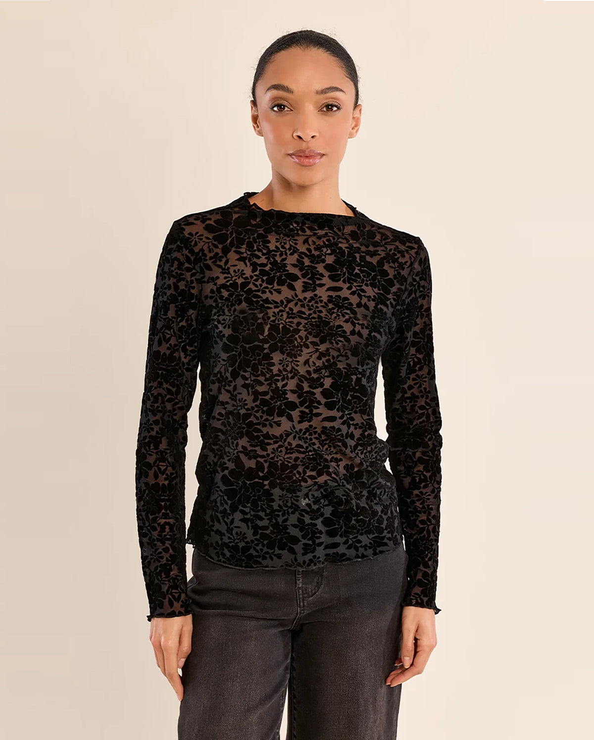 MOLLY BRACKEN Floral Mesh Top