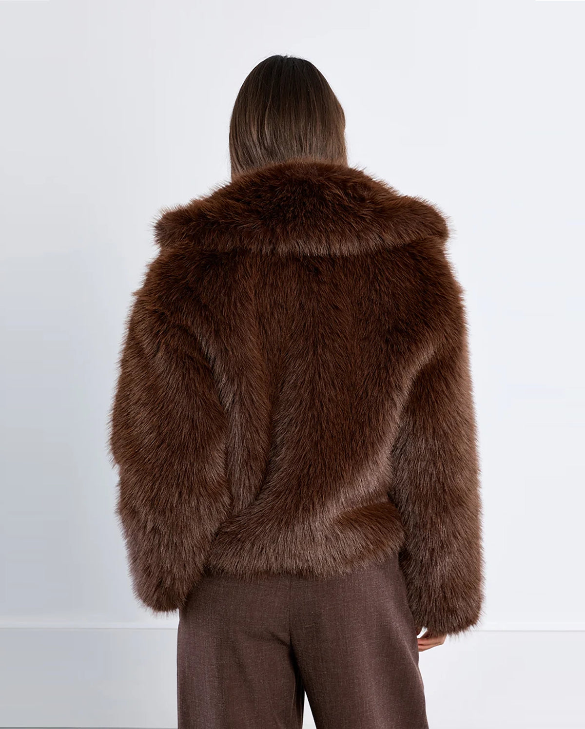 MOLLY BRACKEN Cropped Mock Fur Coat