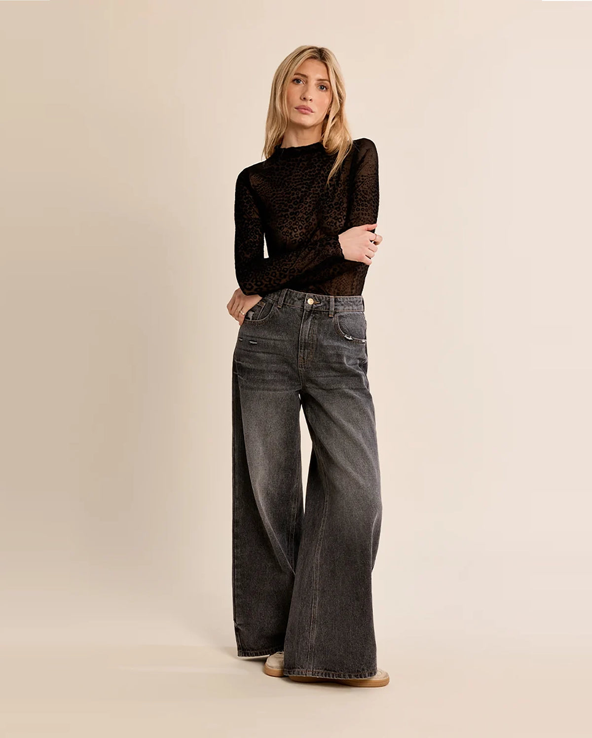MOLLY BRACKEN Cheetah Mesh Top