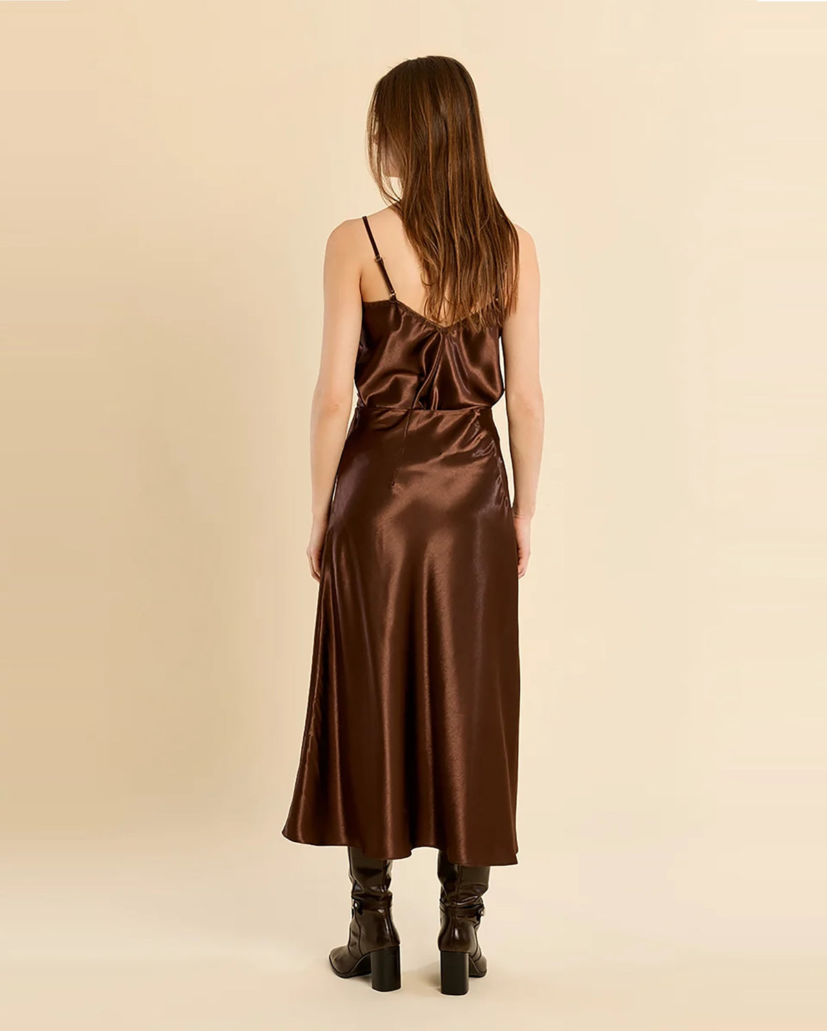 MOLLY BRACKEN Satin Midi Skirt