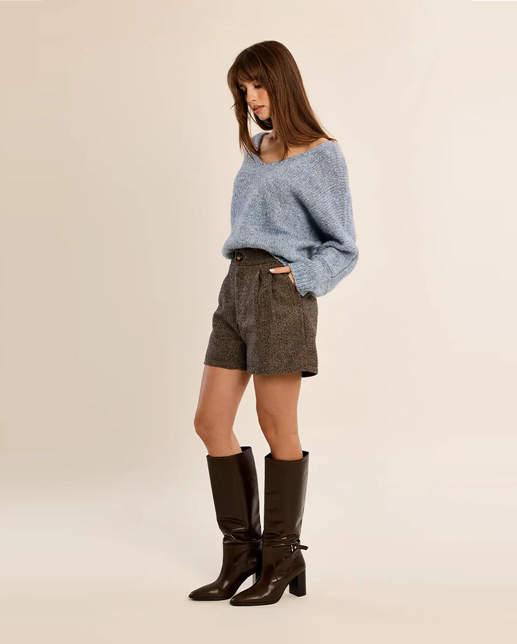 MOLLY BRACKEN Wide V-Neck Sweater