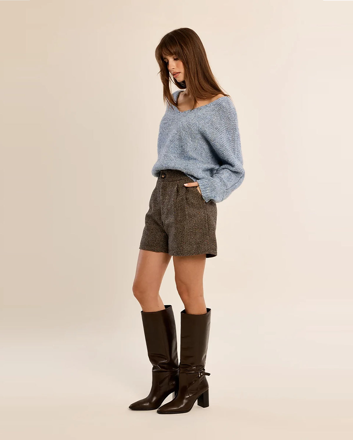 MOLLY BRACKEN Wide V-Neck Sweater