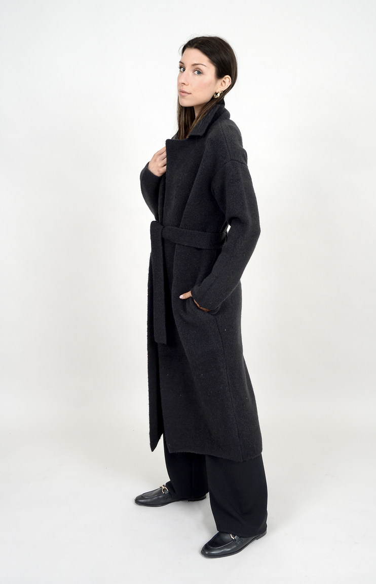 RD Style - Airabell Notch Collar Coatigan Black M