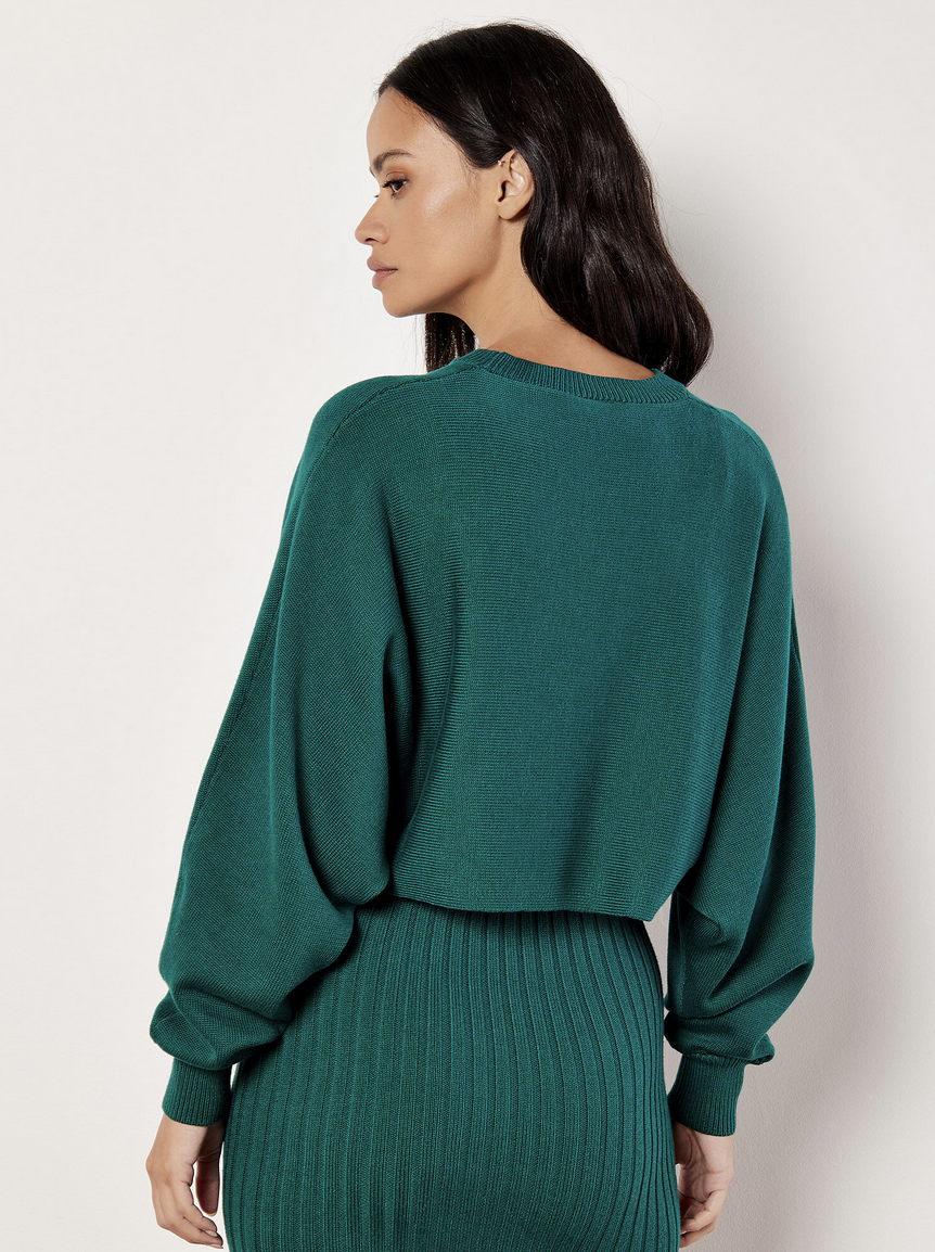 Apricot - Cropped Batwing Sweater Green S