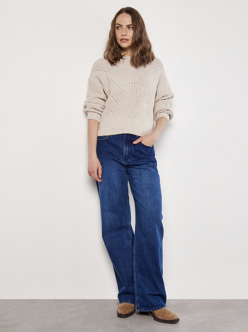 Apricot - Cable Knit Sweater Stone M