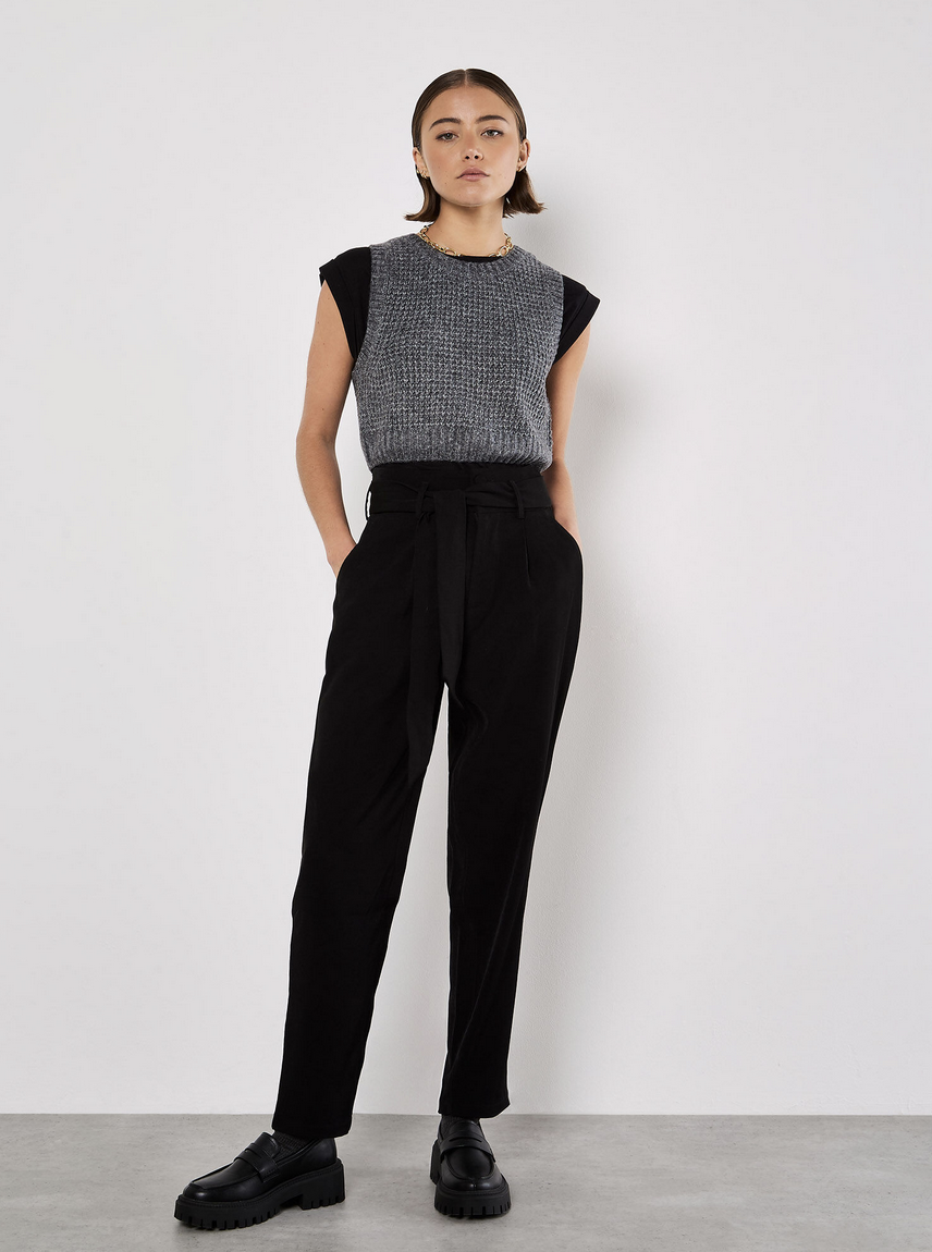 Apricot - Paper Bag Twill Pant Black XS