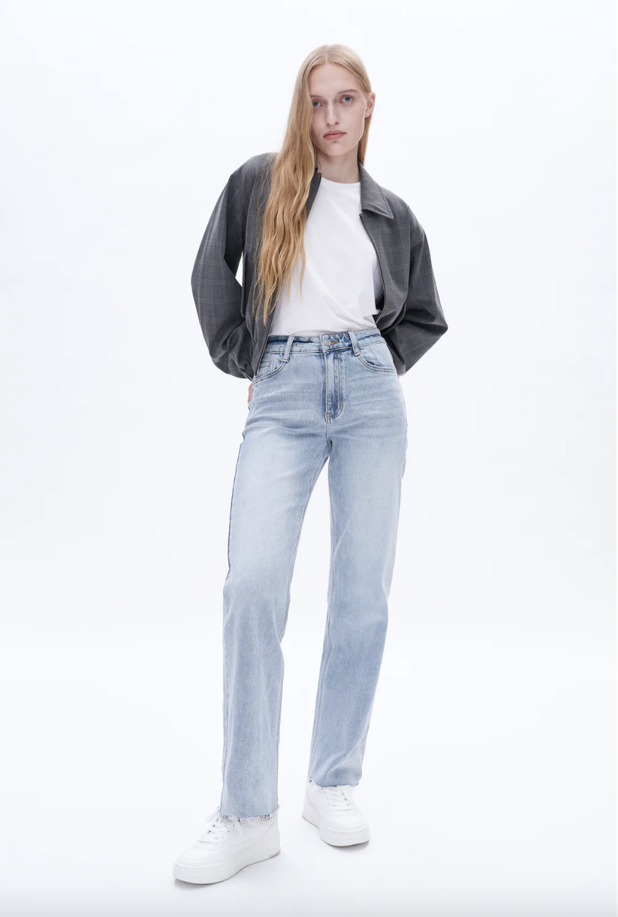 Bayeas - High Rise Wide Leg Jeans Glacier 29