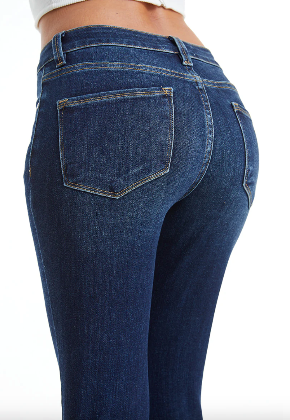 Bayeas - Mid Rise Straight Jeans Dark Blue 29