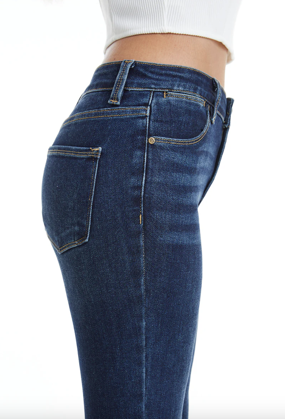 Bayeas - Mid Rise Straight Jeans Dark Blue 27