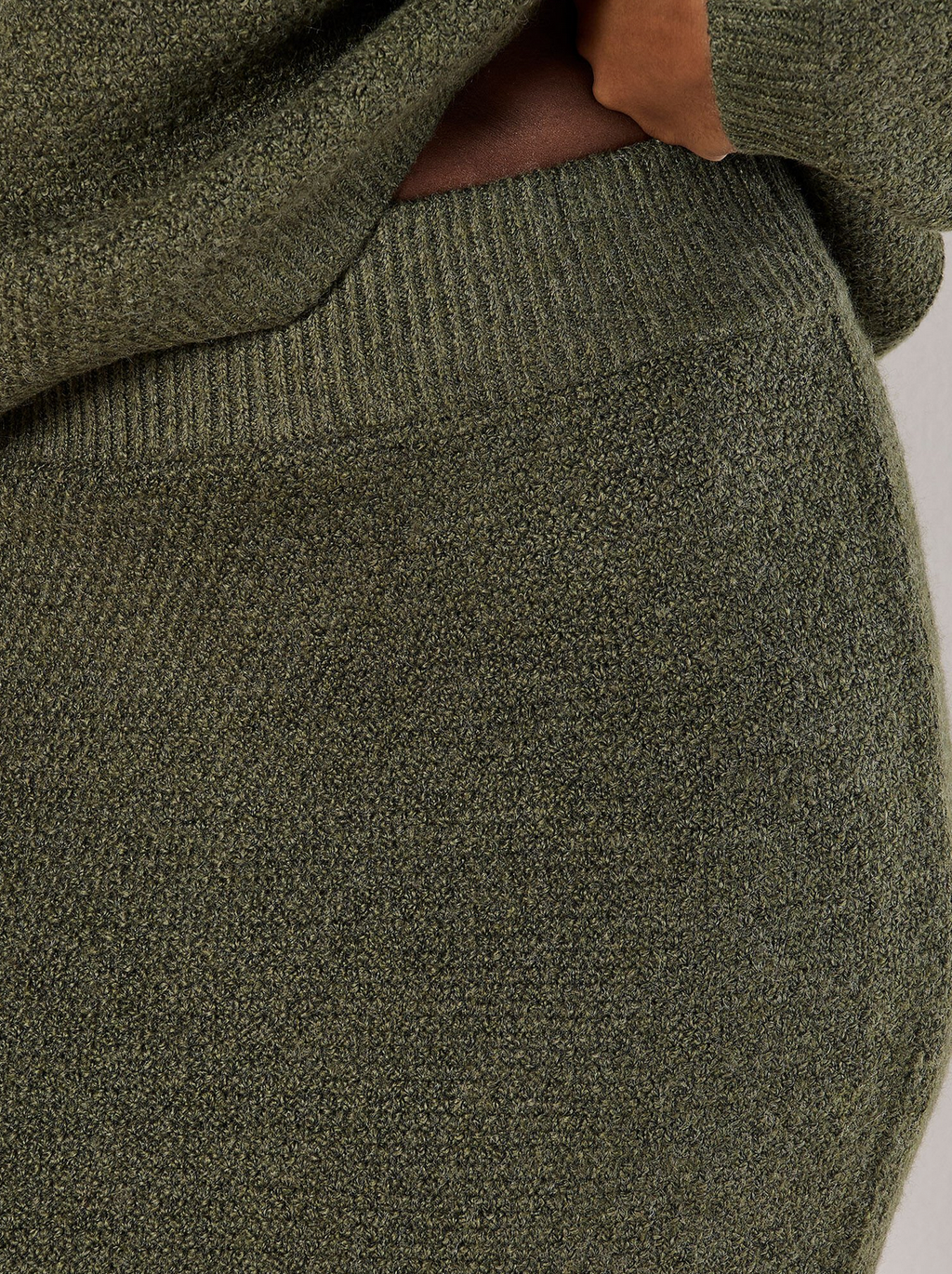 Apricot - Waffle Midaxi Skirt Green M