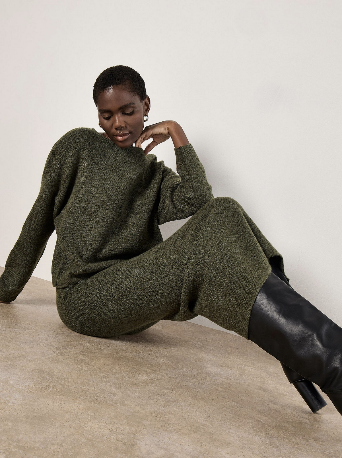 Apricot - Waffle Midaxi Skirt Green L