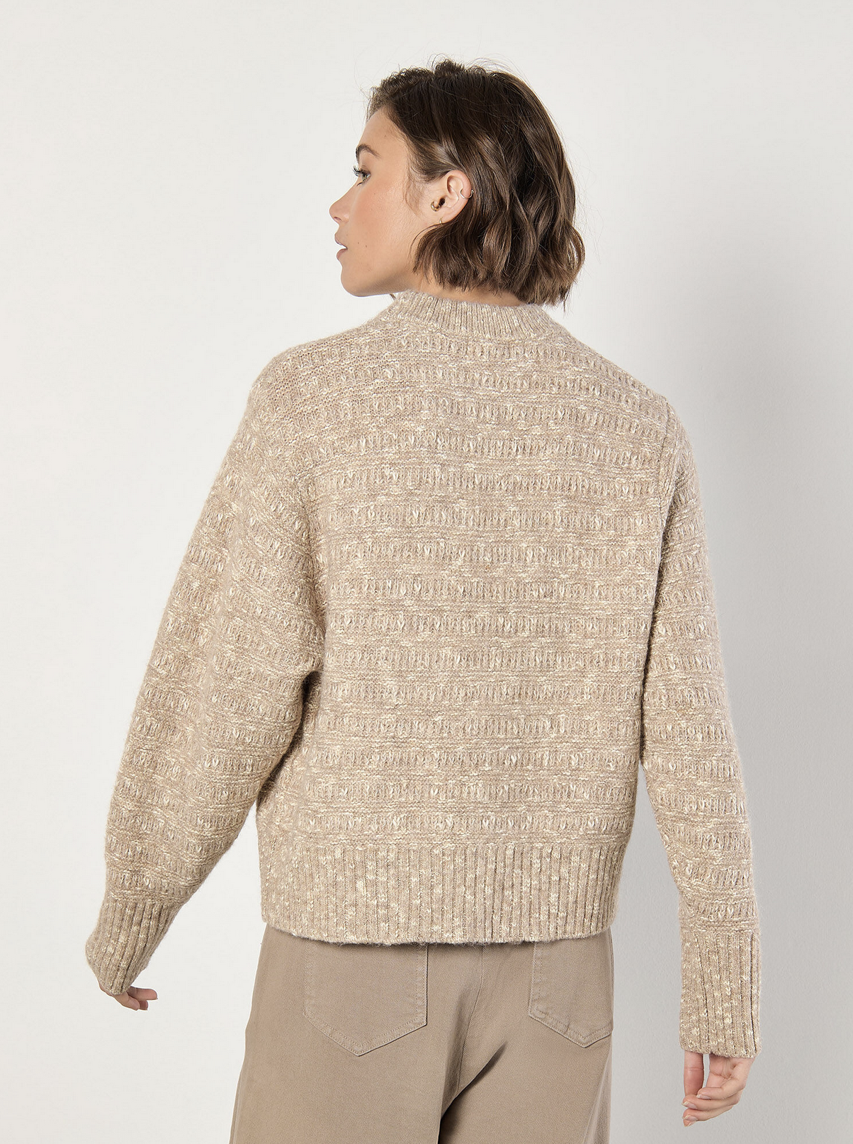 Apricot - Melange Knit Sweater Stone M