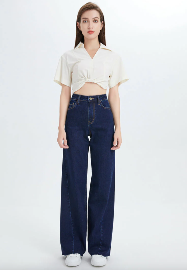 Bayeas - Beth High Rise Wide Leg Jean Deep Water 24