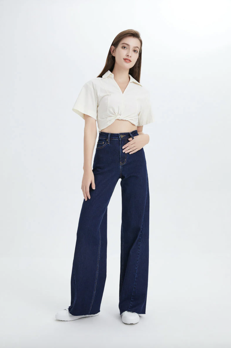 Bayeas - Beth High Rise Wide Leg Jean Deep Water 25