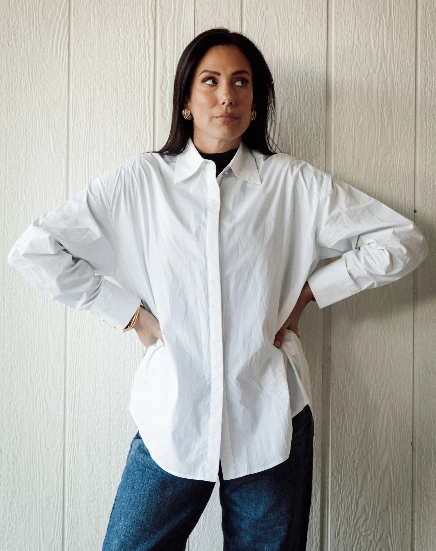 BRUNETTE THE LABEL Bow Poplin Shirt